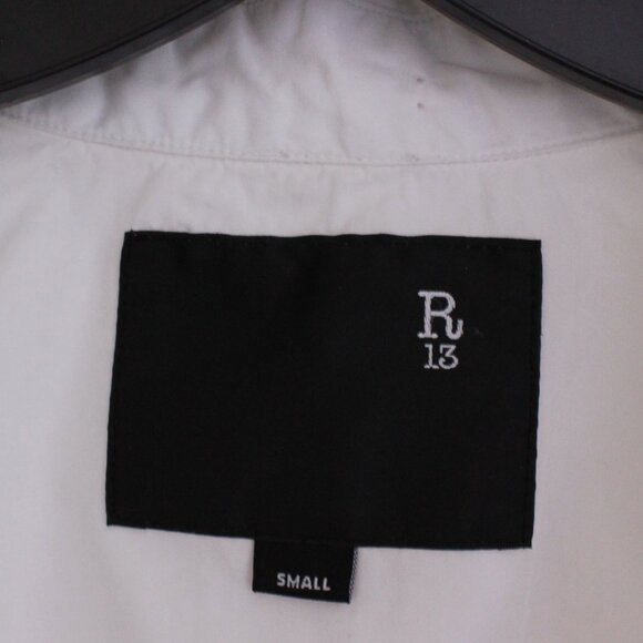 R13 Crossover Bubble Shirt in White Long Sleeve Cotton Button Down - Picture 3 of 15